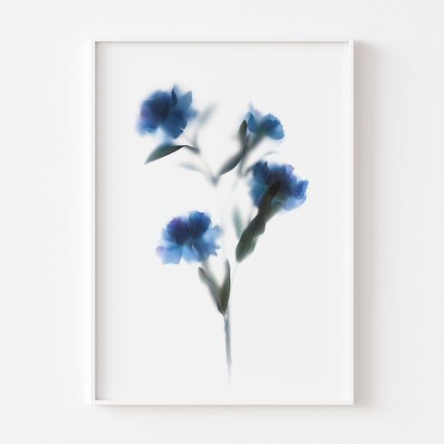 Blue Carnations Floral Art Print