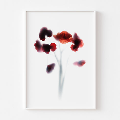Red Poppy bunch Floral Art Print
