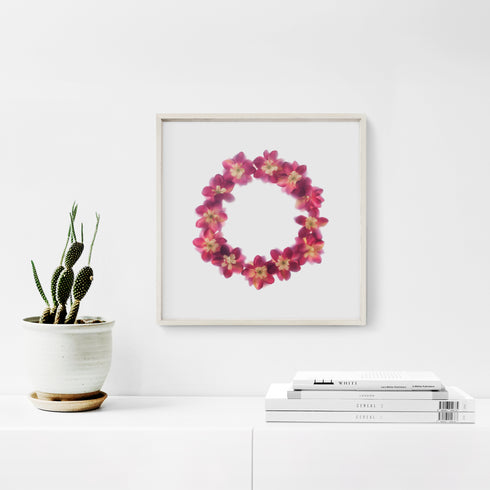 Dark Pink Floral Wreath Art Print