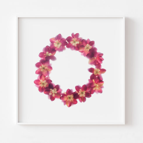 Dark Pink Floral Wreath Art Print